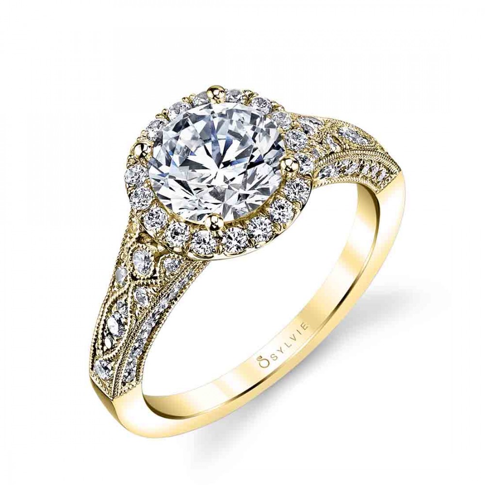 Cheri Vintage Style Halo Diamond Engagement Ring