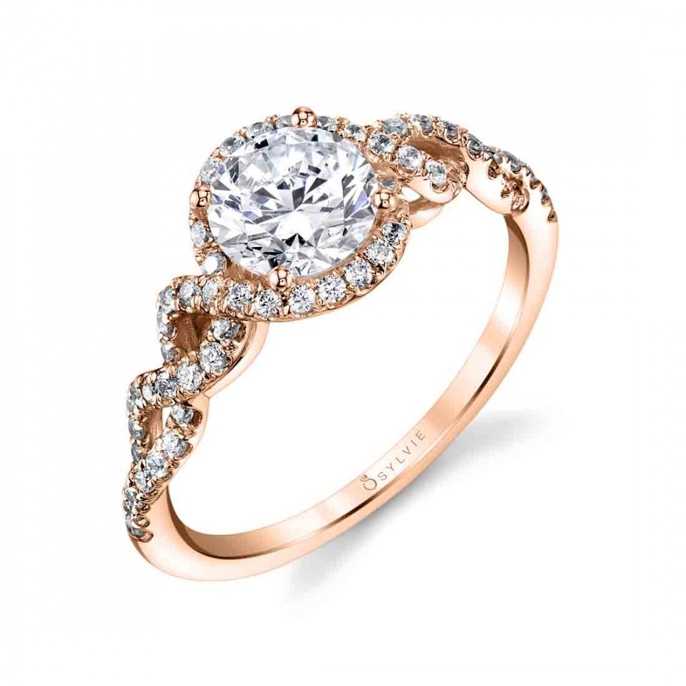Audrey Spiral Diamond Engagement Ring with Halo