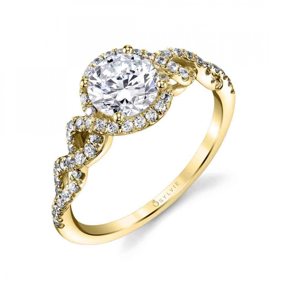 Audrey Spiral Diamond Engagement Ring with Halo