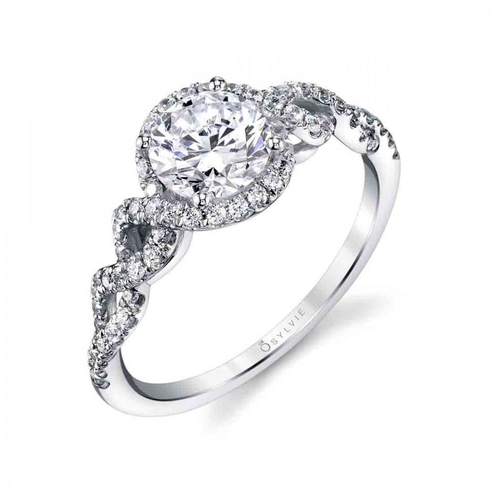 Audrey Spiral Diamond Engagement Ring with Halo