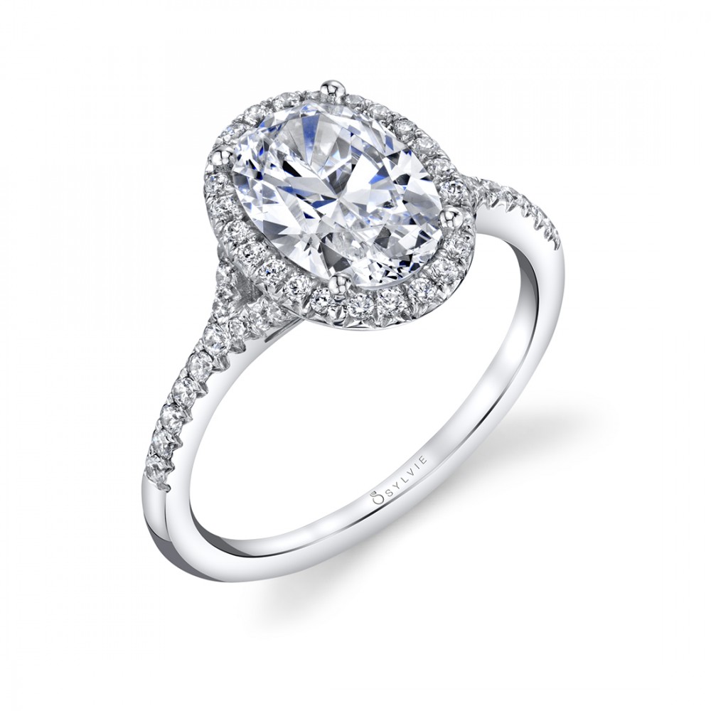 Alexandra Oval Diamond Engagement Ring with Halo