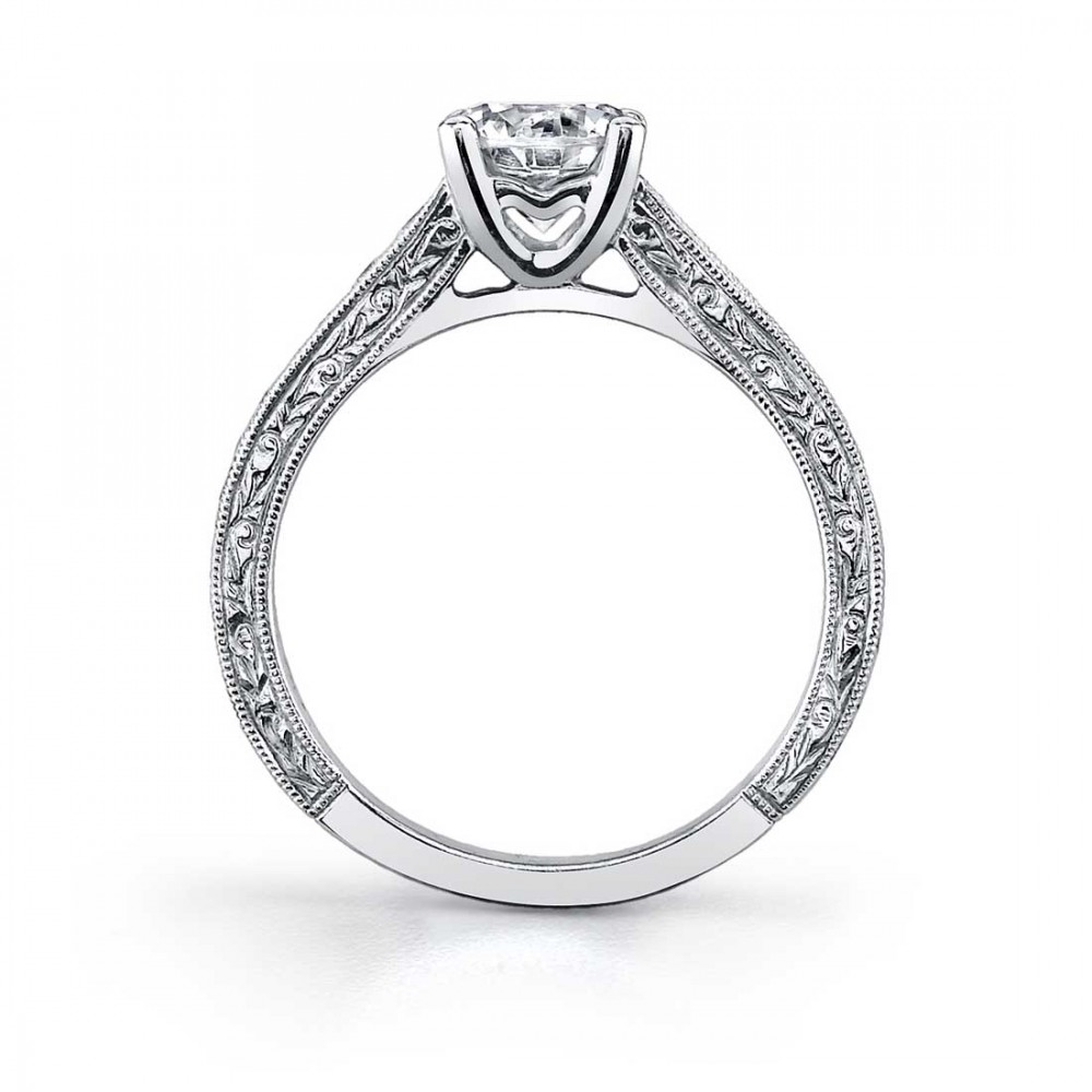 Desirae Hand Engraved Round Diamond Engagement Ring