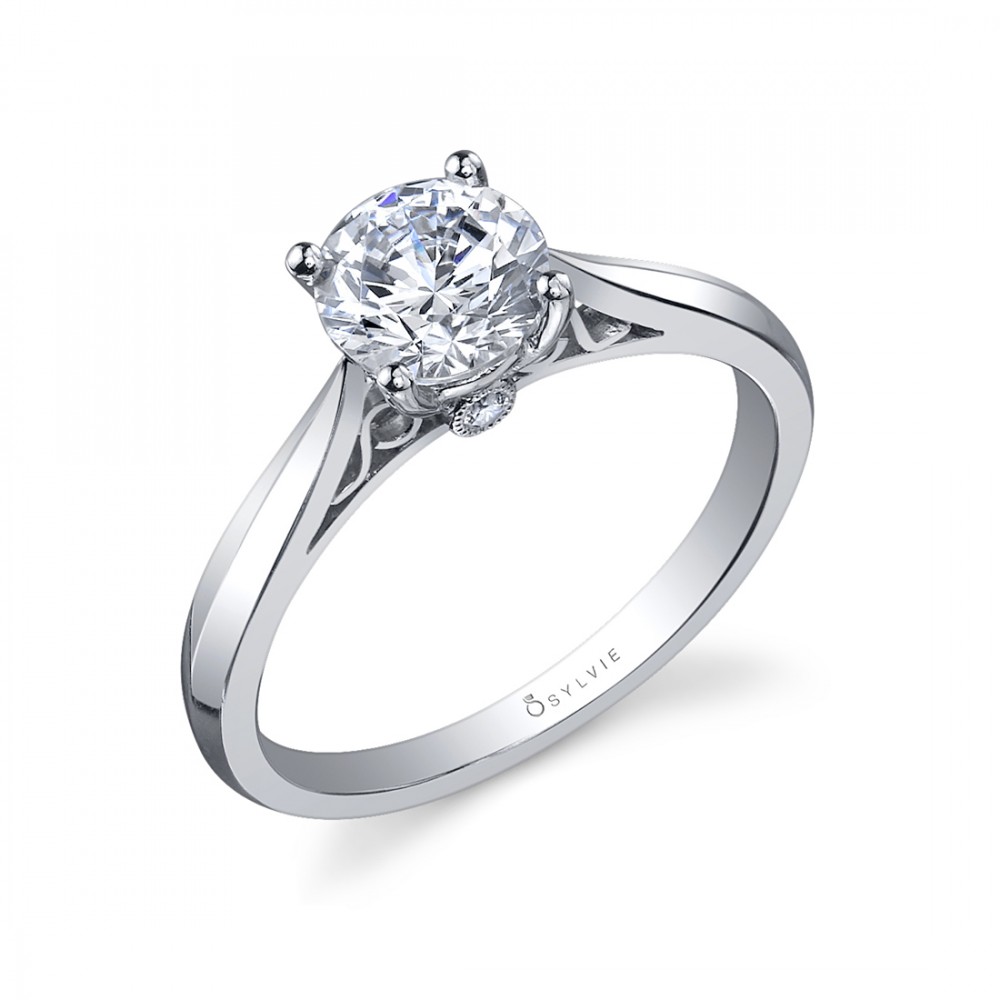 Carina High Polish Round Diamond Solitaire Engagement Ring