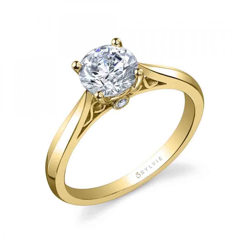 Carina High Polish Round Diamond Solitaire Engagement Ring