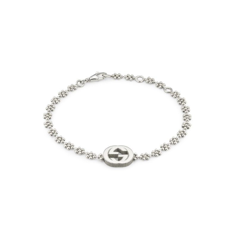 Gucci Interlocking G Bracelet with Flower Beaded Chain
