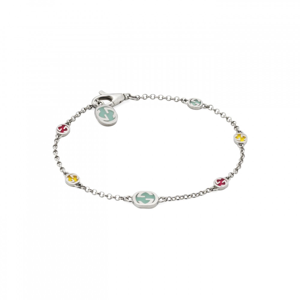 Gucci Colored Enamel Bracelet with Interlocking G Details