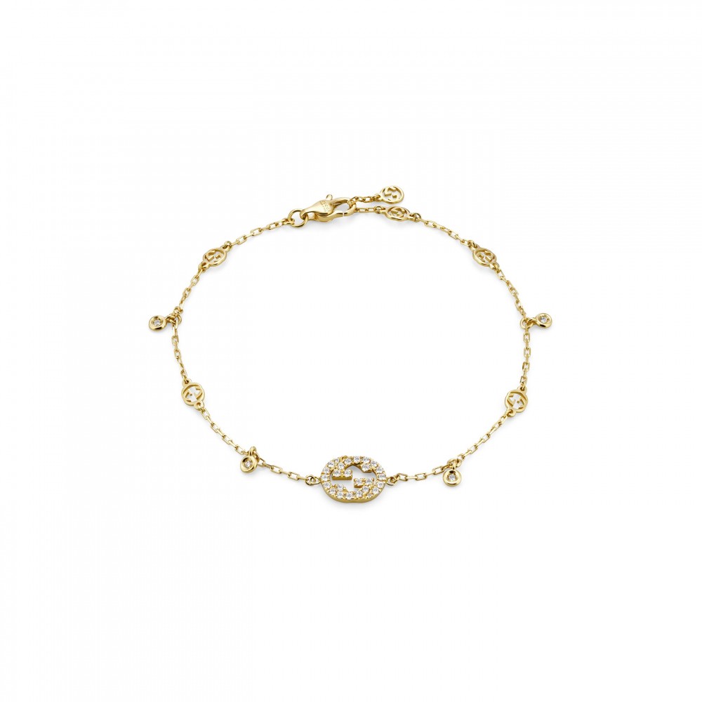 Gucci Interlocking G Bracelet in yellow Gold with Diamonds