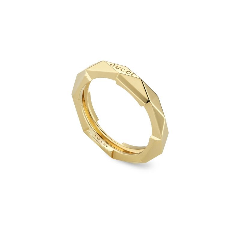 Gucci Link To Love Studded Ring in Yellow Gold