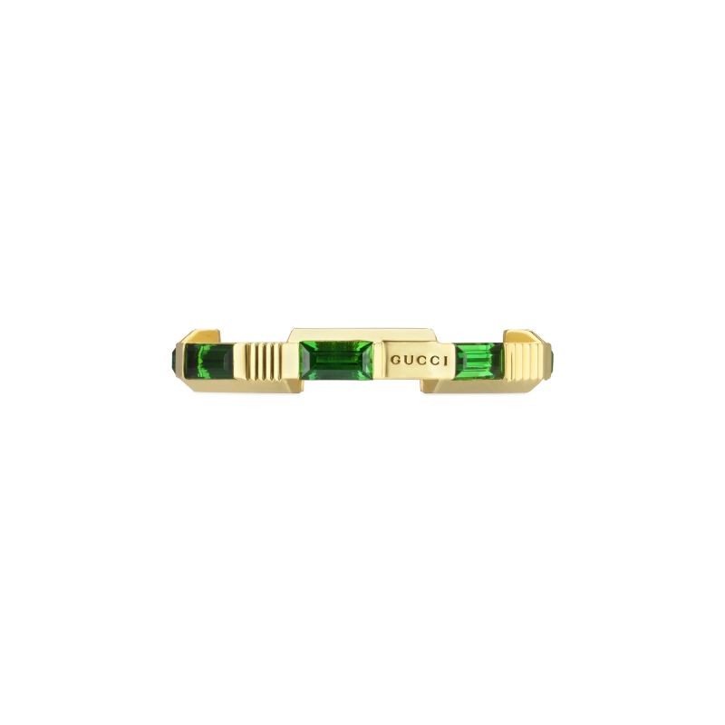 Gucci Link To Love Ring in Yellow Gold and Green Tourmaline