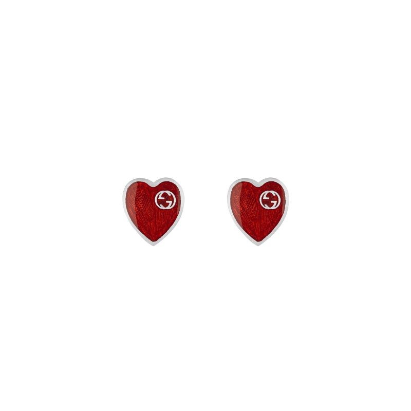 Gucci Red Enamel Heart Earrings