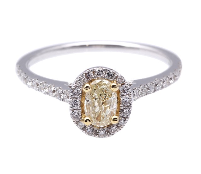 Natural Yellow Diamond Ring in 18K Gold