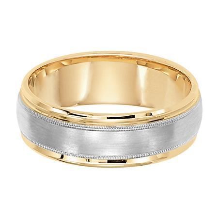 Polenza Gents Two-Tone Milgrain Accent Wedding Band