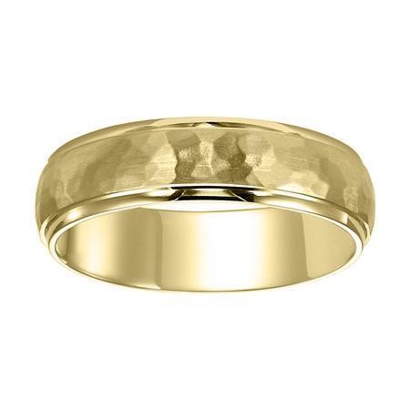 Polenza Gents Yellow Gold Hammered Wedding Band