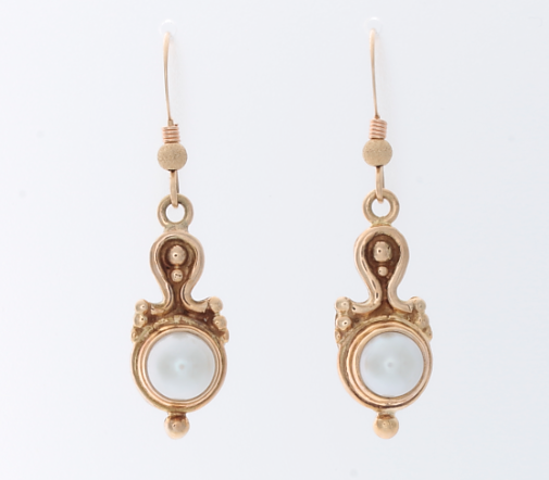 Antique 14K Yellow Gold and Pearl Drop Earrings