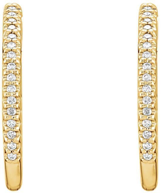 14kt Yellow Gold 1/4 CTW Diamond Hinged Inside/Outside Hoop Earrings