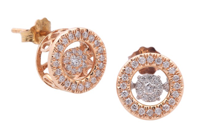 14K Pink Gold Dancing Diamond Earrings