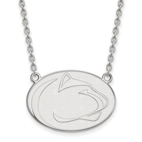 Penn State 10k White Gold Lion Head Necklace Large