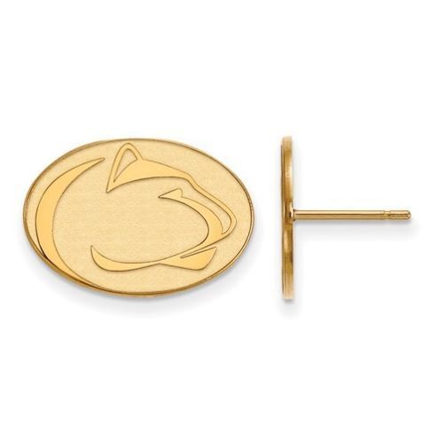 Penn State 14k Yellow Gold Lion Head Stud Earrings Small