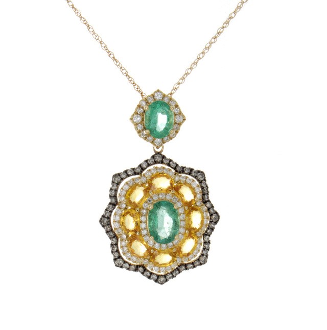 Emerald and Yellow Sapphire Pendant