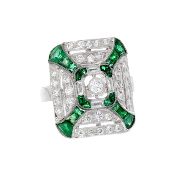 Emerald and Diamond Estate Ring