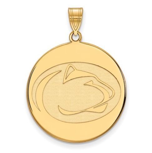 Penn State 14k Yellow Gold Lion Head Disc Pendant Extra Large