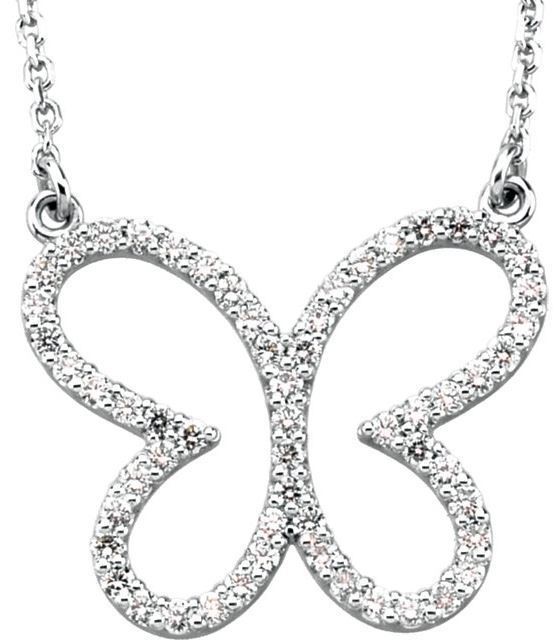 14kt White Gold 1/3 CTW Diamond Butterly 16