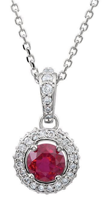 14kt White Gold Ruby & 1/4 CTW Diamond 18