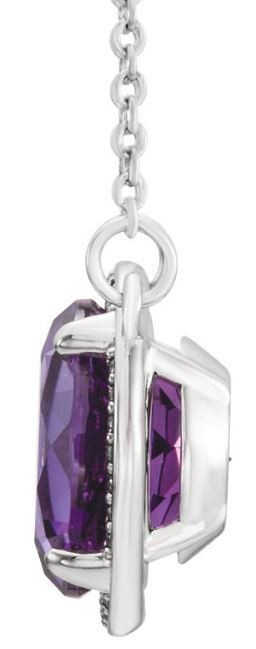 14kt White Gold Amethyst & .05 CTW Diamond 16