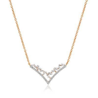 LeVian 14K Strawberry Gold® Necklace with Vanilla Diamonds® 1/3 cttw