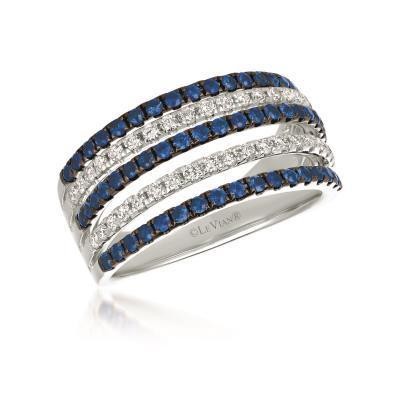 LeVian Blueberry Sapphire and Vanilla Diamond Five Row Band