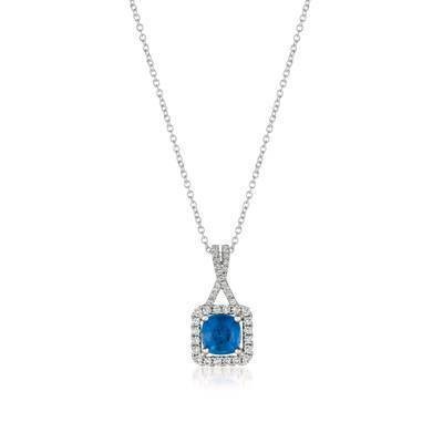 LeVian 18K Vanilla Gold® Cornflower Ceylon Sapphire 1 ct Pendant with Vanilla Diamonds® 1/4 cttw