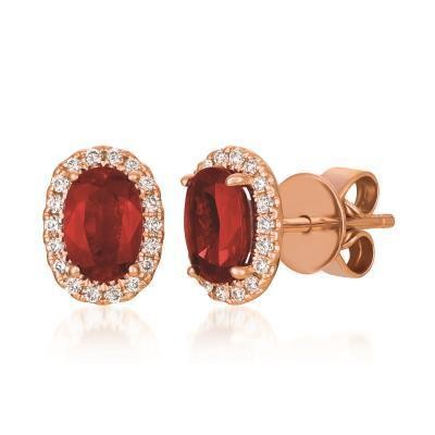 LeVian 1ctw Passion Ruby Earrings with Vanilla Diamond Halos