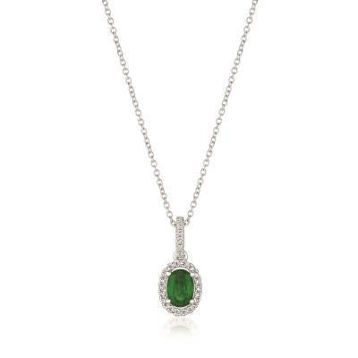 LeVian Costa Smeralda Oval Emerald Pendant with Vanilla Diamonds