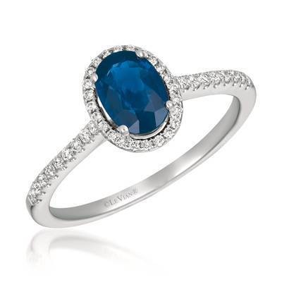 LeVian 14K Vanilla Gold® Blueberry Sapphire 3/4 cts. Ring with Vanilla Diamonds® 1/6 cts