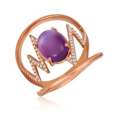 LeVian 14K Strawberry Gold® Grape Amethyst 2 ct Ring with Vanilla Diamonds® 1/6 cttw