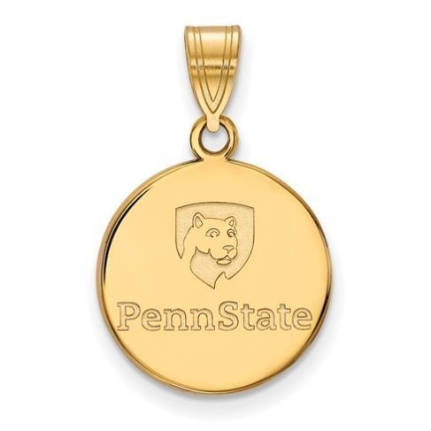Penn State Gold Plated Sterling Silver Logo Disc Pendant Medium