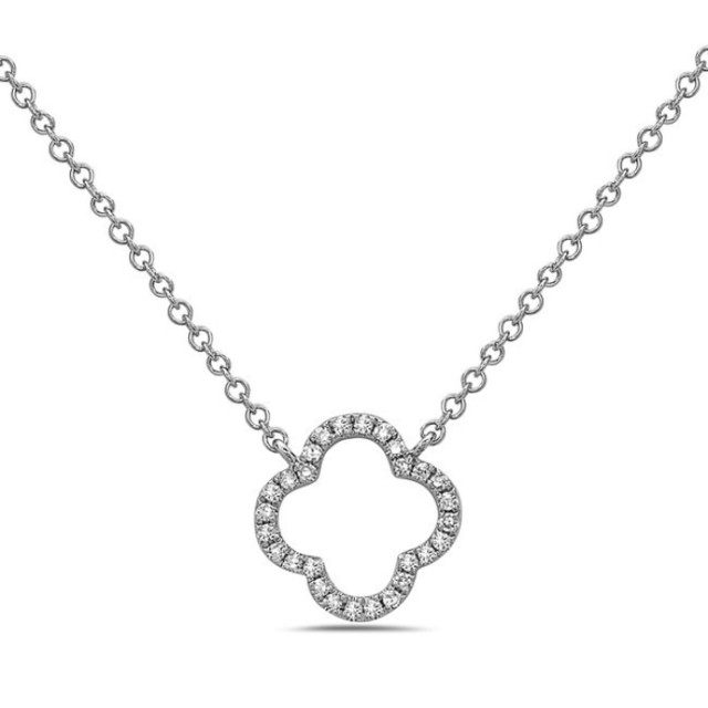 Diamond Quatrefoil Necklace in White Gold