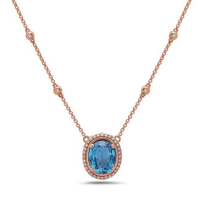 London Blue Topaz and Diamond Pendant