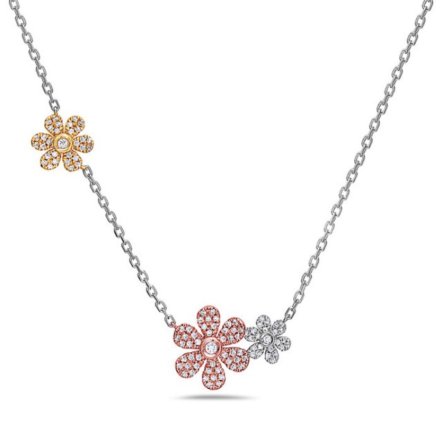 Multi Flower Diamond Necklace