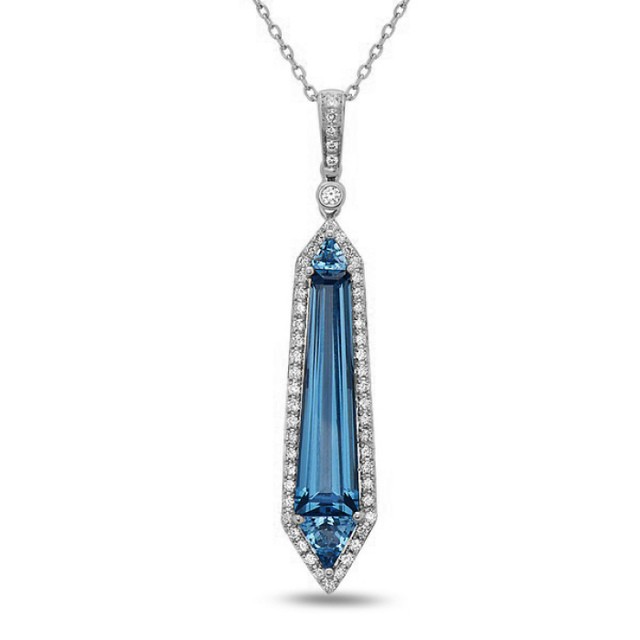 Blue Topaz and Diamond Pendant