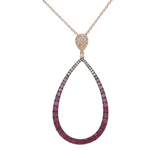 Pink Sapphire and Diamond Pendant