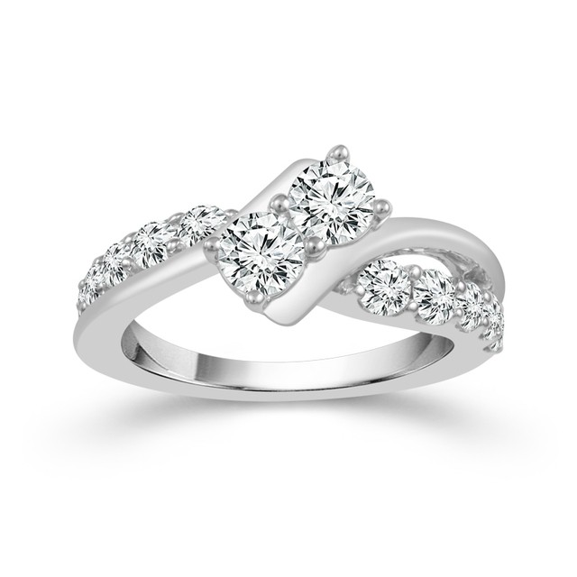 Two Diamond Ring 14K, 1 1/2 ct