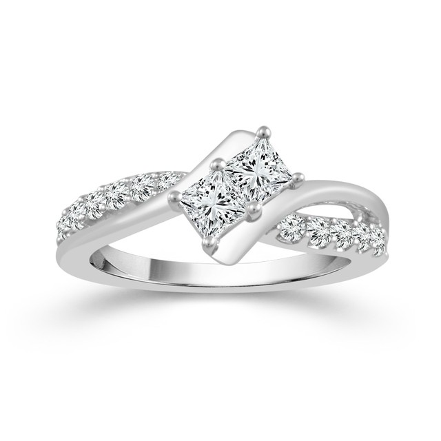 Princess Cut 1 ct Two Diamond Ring