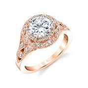 Vintage Inspired Round Diamond Halo Ring