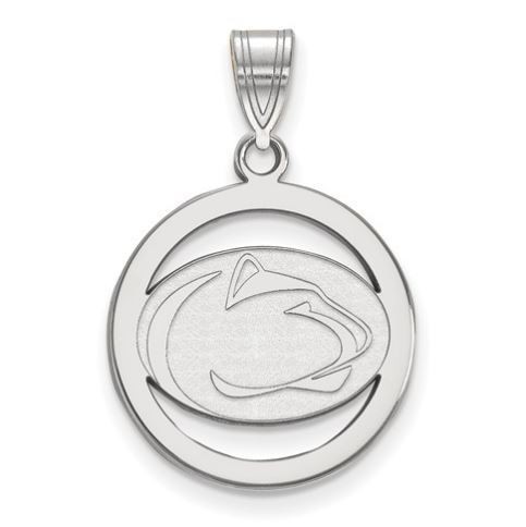 Penn State Sterling Silver Lion Head Circle Pendant