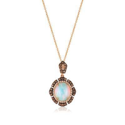 LeVian 14K Strawberry Gold® Neopolitan Opal 2 3/4 ct Pendant with Chocolate Diamonds® 5/8 cttw and Vanilla Diamonds® 1/5 cttw