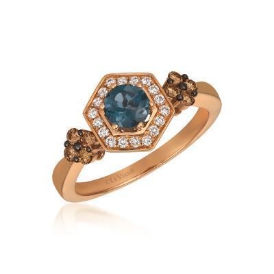 LeVian Deep Sea Blue Ring with Chocolate and Vanilla Diamonds