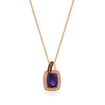 LeVian 14K Strawberry Gold® 1 1/2cttw Grape Amethyst Pendant with Chocolate Diamonds® and Vanilla Diamonds®