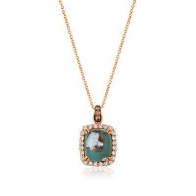 LeVian 14K Strawberry Gold® 6 ct Aquaprase Candy Pendant with 1/15cttw Chocolate Diamonds® and 1/2cttw Nude Diamonds