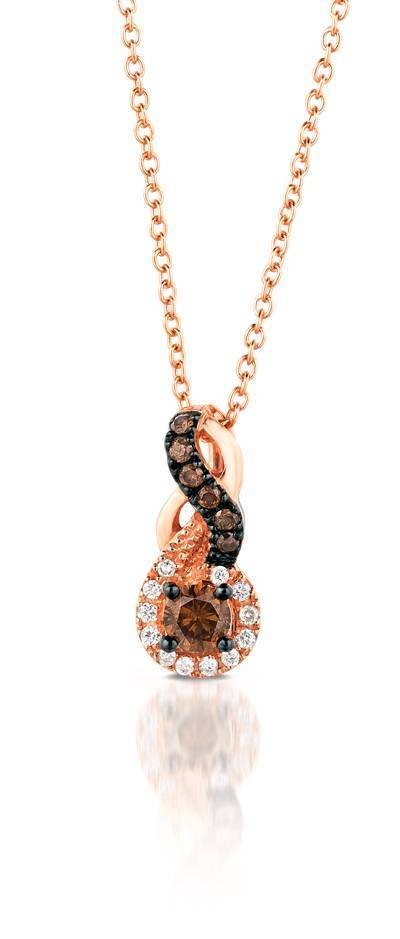 LeVian 14K Strawberry Gold® Pendant with Chocolate Diamonds® 1/5 cttw and Vanilla Diamonds® 1/20 cttw